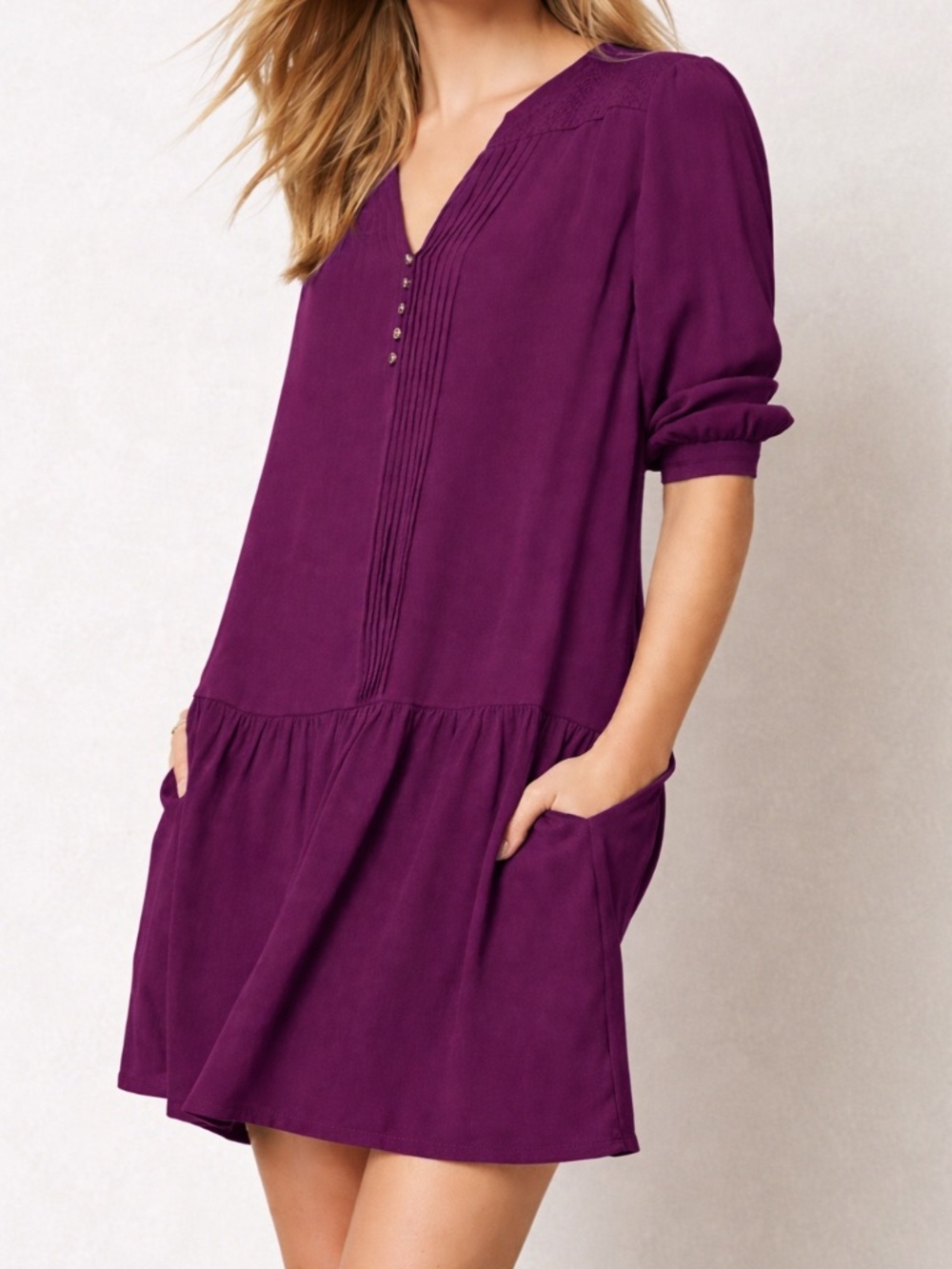 Anthropologie | Maeve Dress | Size M | Magenta Drop Waist Dress